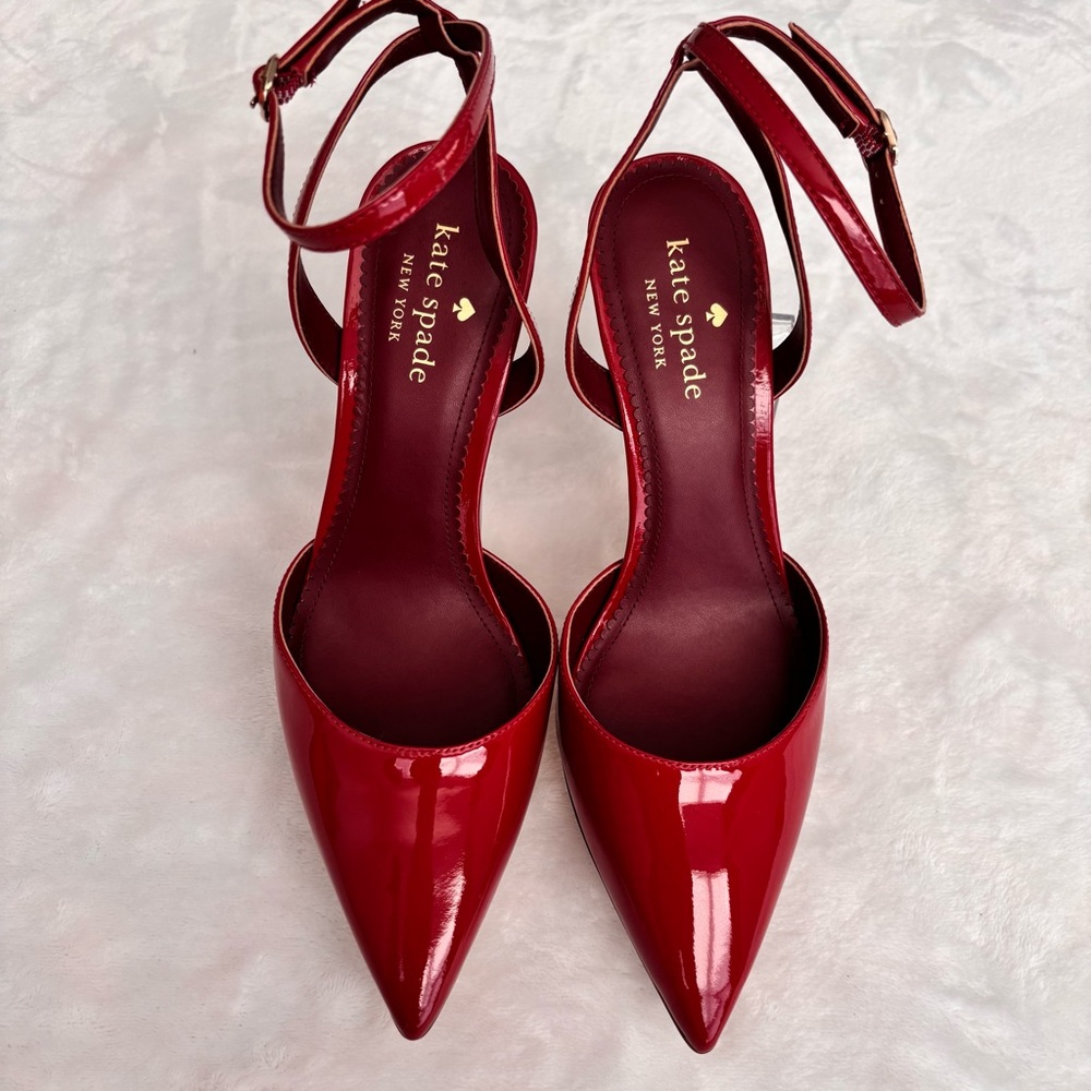 KATE SPADE NY Vivian Red Patent Leather Stiletto Heel Ankle Strap Pump--NEW--8